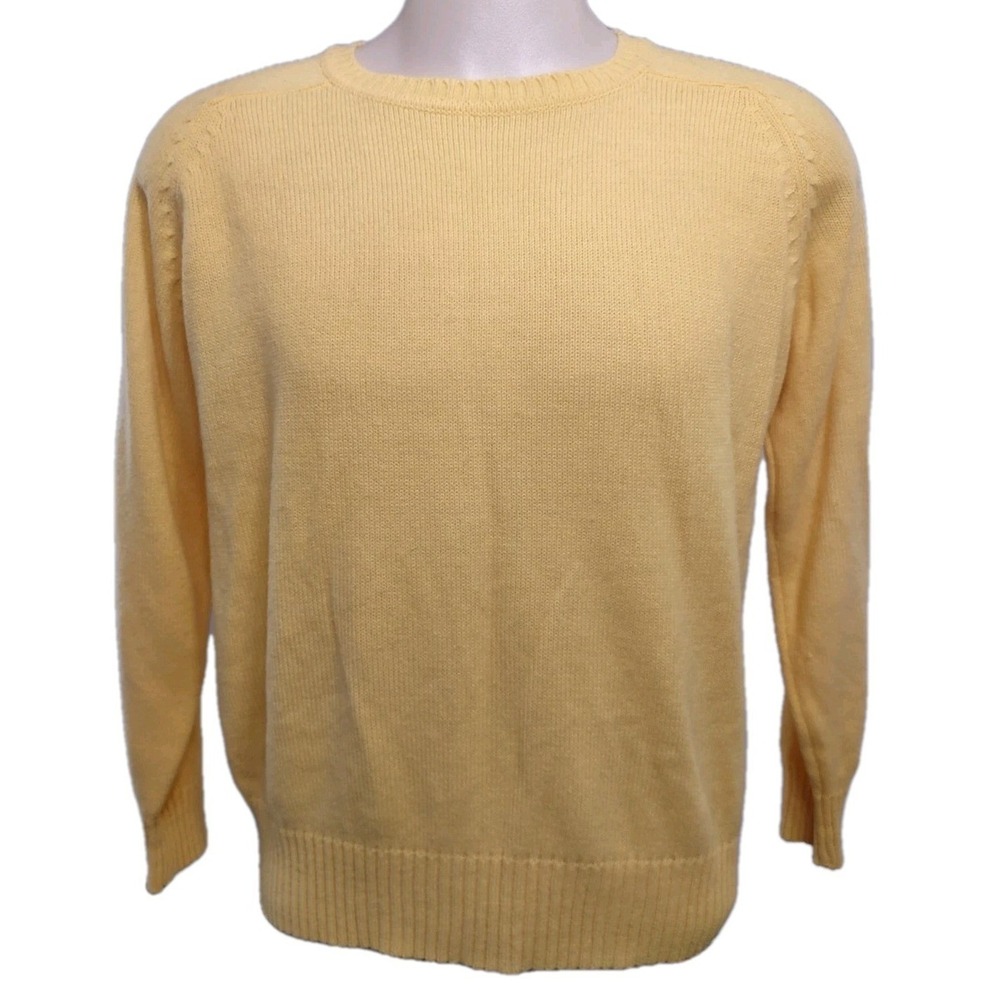Corliss Sweater Women's Size L Vintage 1980s Yellow Knit  Crew Neck  Long Sleeve
